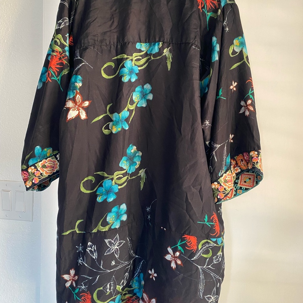 Johnyy Was reversible silk Floral Kimono with Vibrant Patterns size L - Picture 7 of 14
